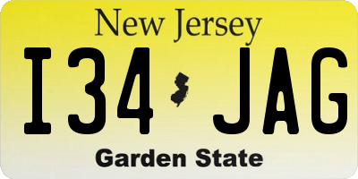 NJ license plate I34JAG