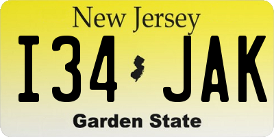 NJ license plate I34JAK