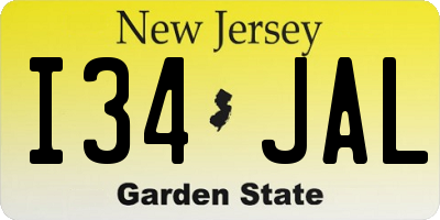 NJ license plate I34JAL