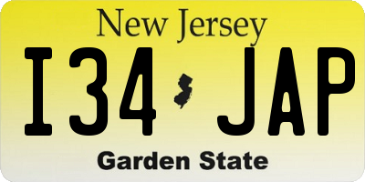 NJ license plate I34JAP