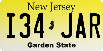 NJ license plate I34JAR