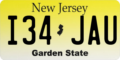 NJ license plate I34JAU