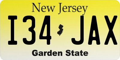 NJ license plate I34JAX