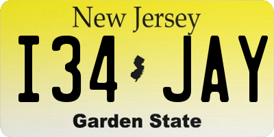 NJ license plate I34JAY