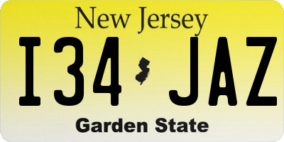 NJ license plate I34JAZ