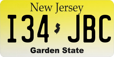 NJ license plate I34JBC