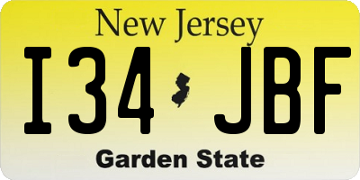 NJ license plate I34JBF