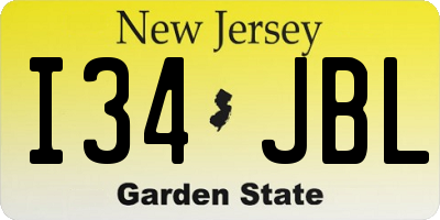 NJ license plate I34JBL
