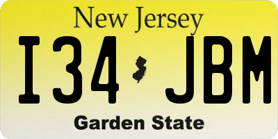 NJ license plate I34JBM
