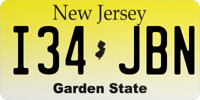 NJ license plate I34JBN
