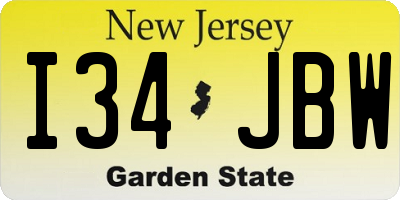 NJ license plate I34JBW