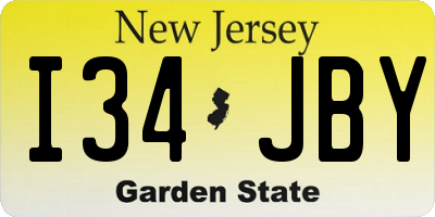 NJ license plate I34JBY