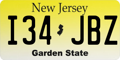 NJ license plate I34JBZ