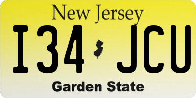 NJ license plate I34JCU