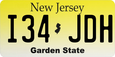 NJ license plate I34JDH