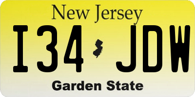 NJ license plate I34JDW