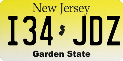 NJ license plate I34JDZ