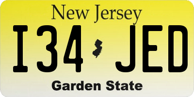 NJ license plate I34JED