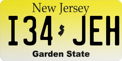 NJ license plate I34JEH