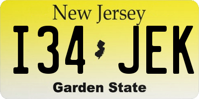 NJ license plate I34JEK