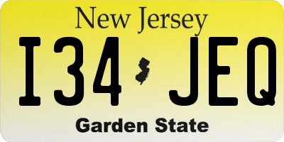 NJ license plate I34JEQ