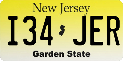NJ license plate I34JER