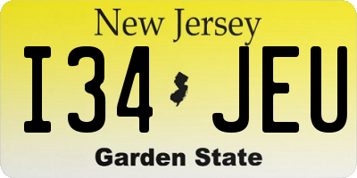 NJ license plate I34JEU