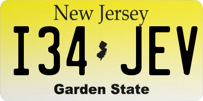 NJ license plate I34JEV