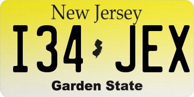 NJ license plate I34JEX