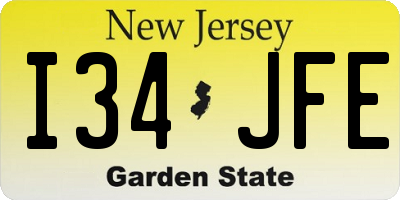 NJ license plate I34JFE