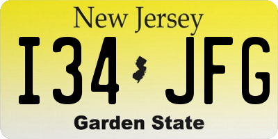 NJ license plate I34JFG