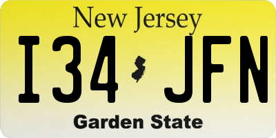 NJ license plate I34JFN