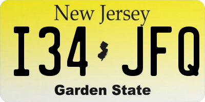NJ license plate I34JFQ