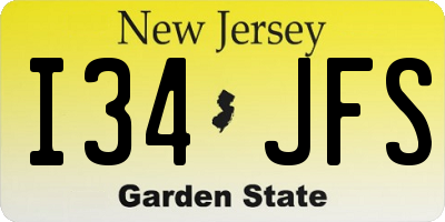 NJ license plate I34JFS