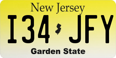 NJ license plate I34JFY