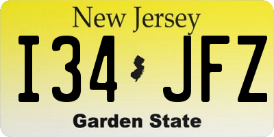 NJ license plate I34JFZ