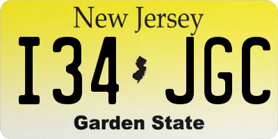 NJ license plate I34JGC