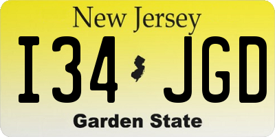 NJ license plate I34JGD