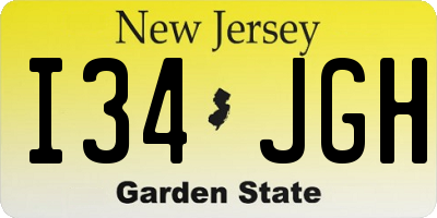 NJ license plate I34JGH