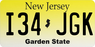 NJ license plate I34JGK