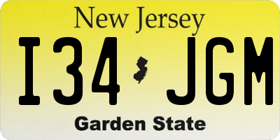 NJ license plate I34JGM