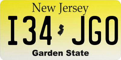 NJ license plate I34JGO