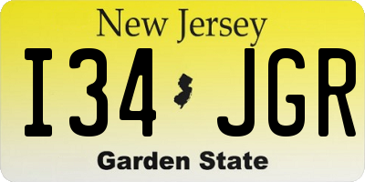 NJ license plate I34JGR