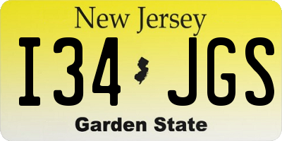 NJ license plate I34JGS