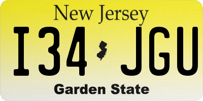 NJ license plate I34JGU