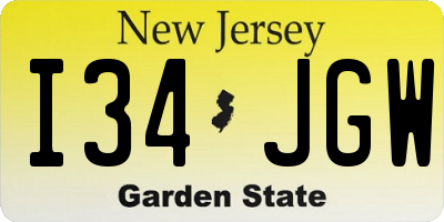 NJ license plate I34JGW