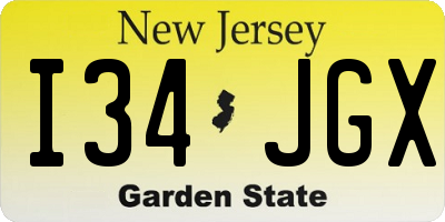 NJ license plate I34JGX