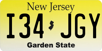 NJ license plate I34JGY