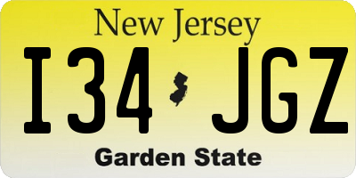 NJ license plate I34JGZ