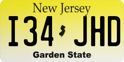 NJ license plate I34JHD
